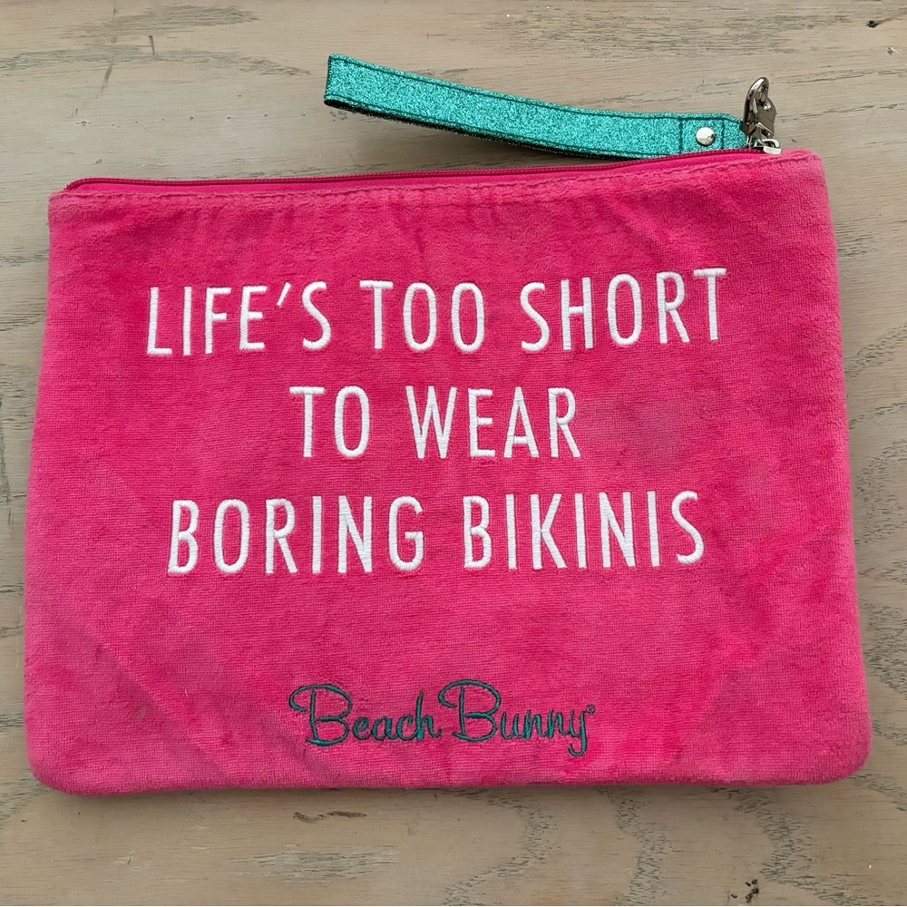 Beach Bunny pouch that you can put your bikinis in